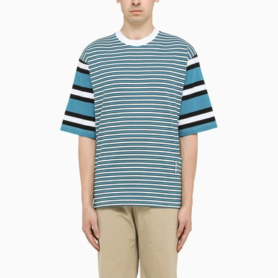 Shop Marni Blue/white/black Striped Oversized T-shirt