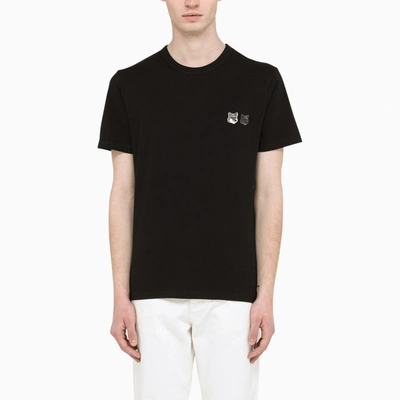 Shop Maison Kitsuné Black With Double Fox Patch T-shirt