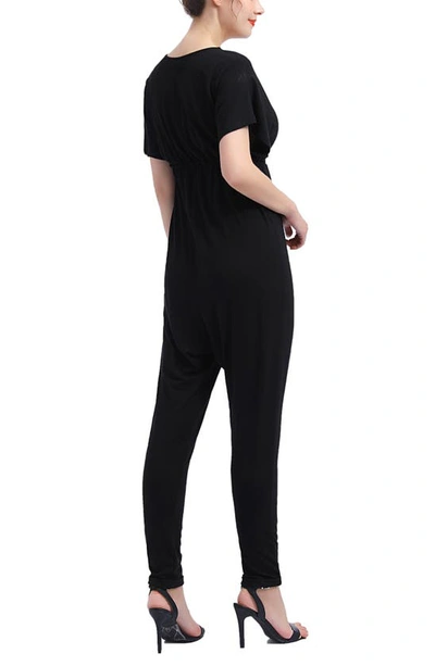 Kimi And Kai Lue V-neck Maternity/nursing Jumpsuit In Black