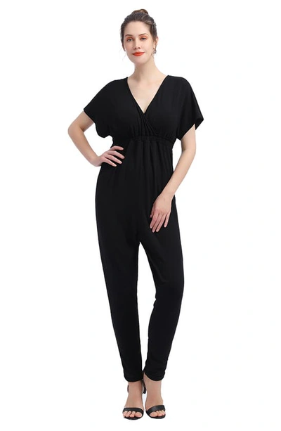 Kimi And Kai Lue V-neck Maternity/nursing Jumpsuit In Black