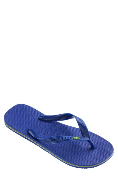 Shop Havaianas Brazil Flip Flop In Marine Blue