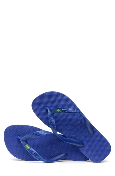 Shop Havaianas Brazil Flip Flop In Marine Blue