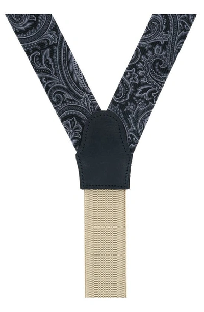 Shop Trafalgar Sobee Paisley Silk Suspenders In Black