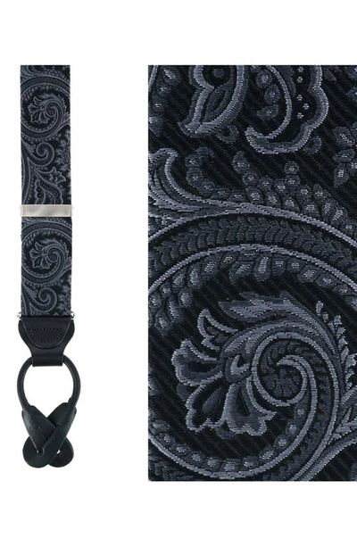 Shop Trafalgar Sobee Paisley Silk Suspenders In Black