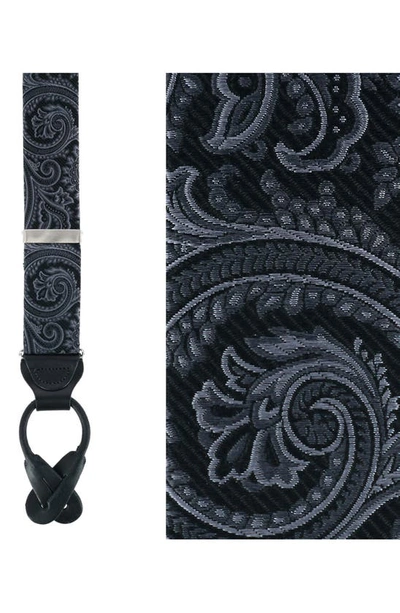 Trafalgar Sobee Paisley Silk Brace And Necktie In Black