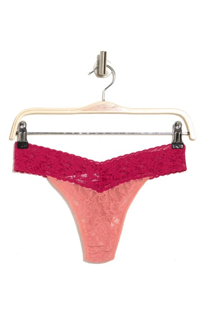 Shop Hanky Panky Colorplay Original Lace Thong In Himalyan Pink/ Showgirl Red