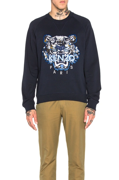 Kenzo Embroidered Icon Tiger Sweater In Midnight Blue