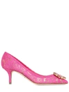 Dolce & Gabbana 60mm Bellucci Lace & Swarovski Pumps, Fuchsia