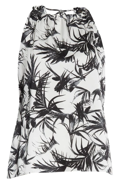 Shop Donna Karan Sateen Floral Print Halter Top In Palm Combo