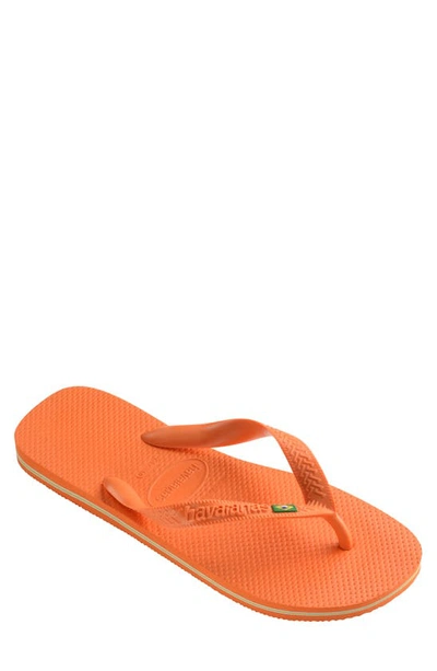 Shop Havaianas Brazil Flip Flop In Begonia Orange