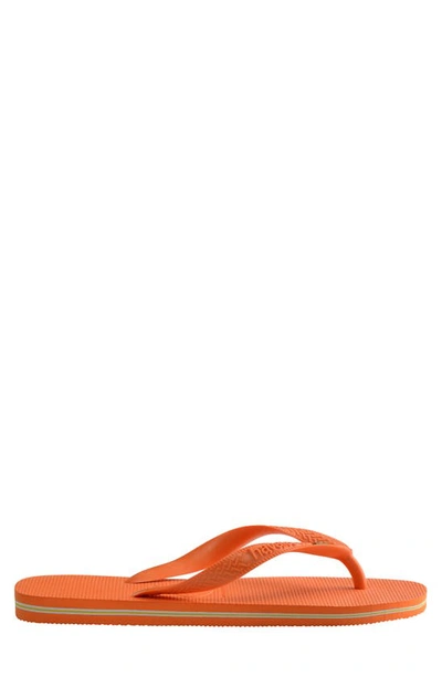 Shop Havaianas Brazil Flip Flop In Begonia Orange