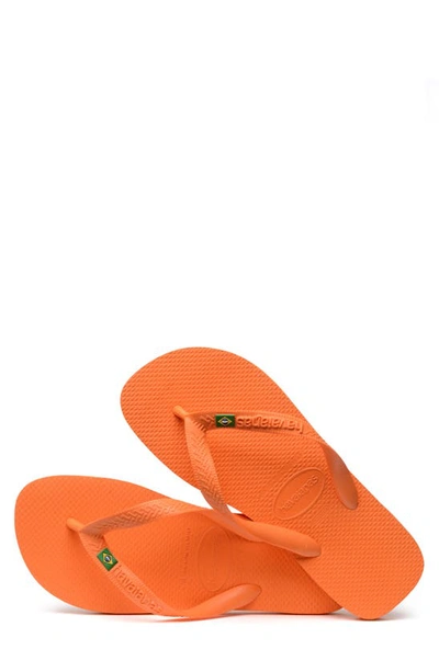 Shop Havaianas Brazil Flip Flop In Begonia Orange