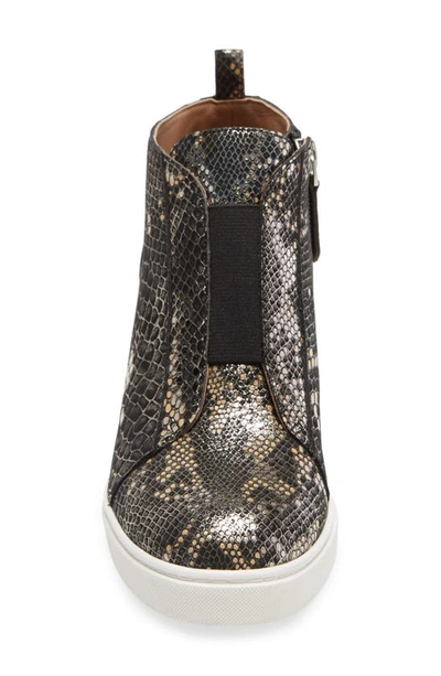 Linea Paolo Felicia Iii Wedge Sneaker In Black Snake Print Leather