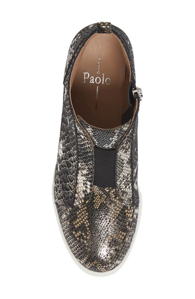 Linea Paolo Felicia Iii Wedge Sneaker In Black Snake Print Leather