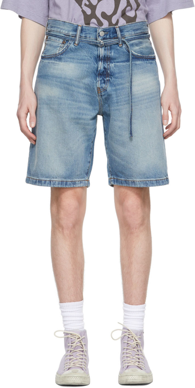 Shop Acne Studios Blue Denim Shorts In Mid Blue