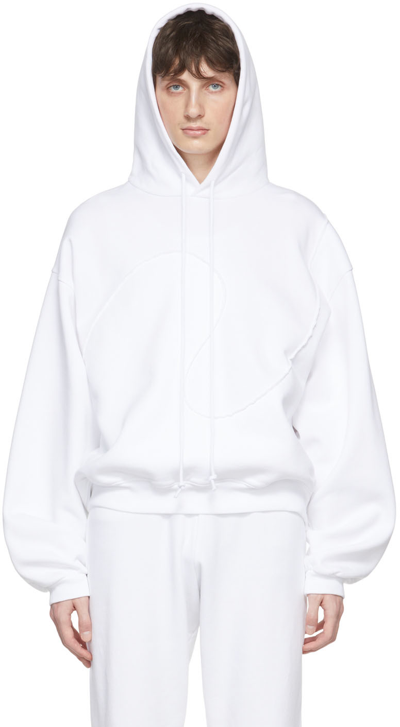 Shop Erl White Cotton Hoodie In Optic White