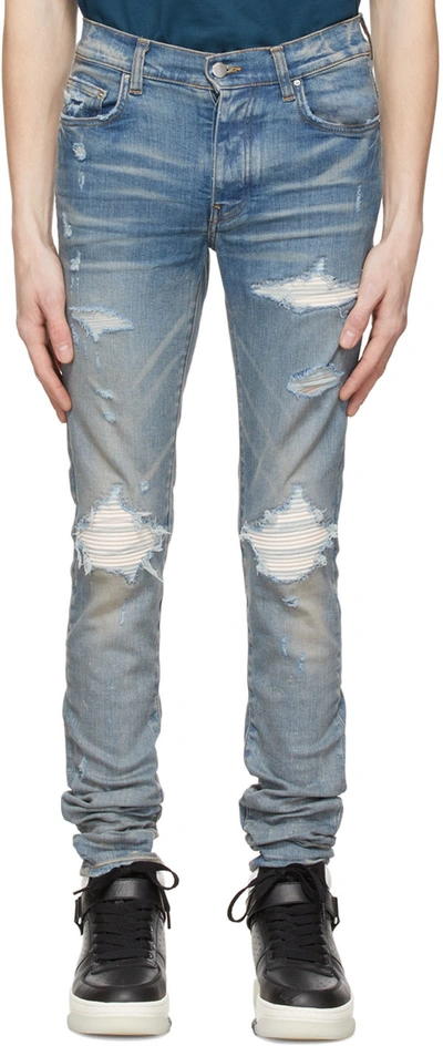 Shop Amiri Indigo Skinny Jeans In Clay Indigo-12 oz It