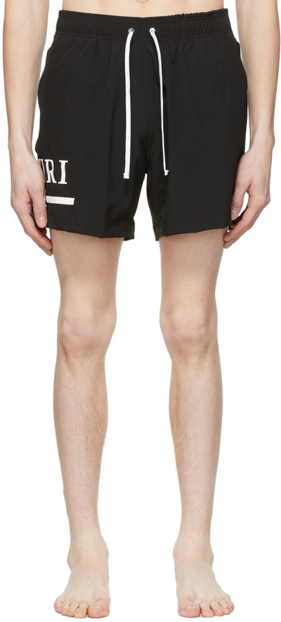 Shop Amiri Black Polyester Swim Shorts In Black-poly Spandex