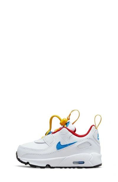 Shop Nike Kids' Air Max 90 Toggle Sneaker In White/ Photo Blue/ Gold