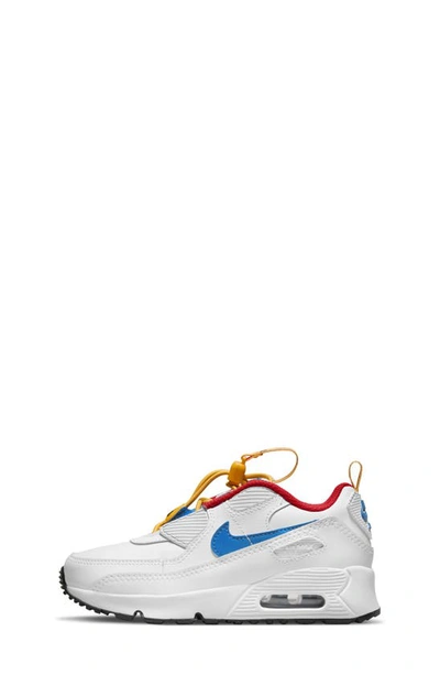 Shop Nike Kids' Air Max 90 Toggle Sneaker In White/ Photo Blue/ Gold