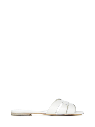 Shop Saint Laurent Tribute Sandals In White