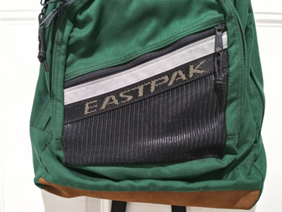 Pre-owned Eastpak Backpack Suede Leather Bottom Green School Book Bag Sport Day Hike Usa