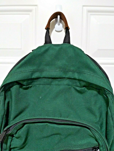 Pre-owned Eastpak Backpack Suede Leather Bottom Green School Book Bag Sport Day Hike Usa