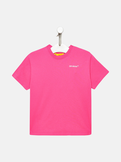 Shop Off-white Pink Cotton Rubber T-shirt