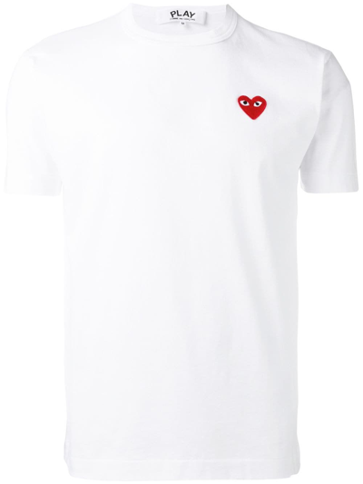 Shop Comme Des Garçons Play T-shirt With Heart Logo In White
