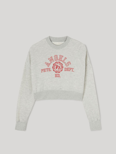 Shop Palm Angels College Sweatshirt With Crop Print In Grey