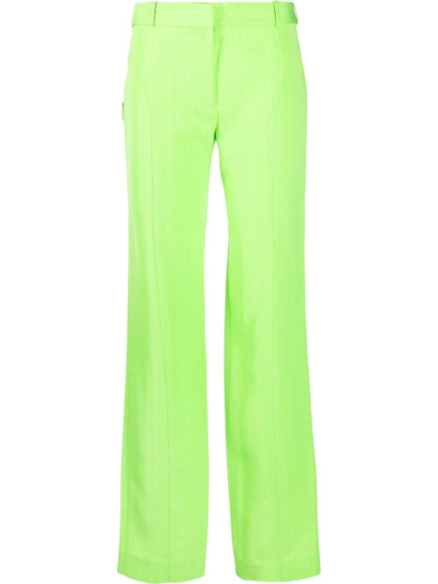 Shop Jacquemus Silk Blend Trousers In Verde