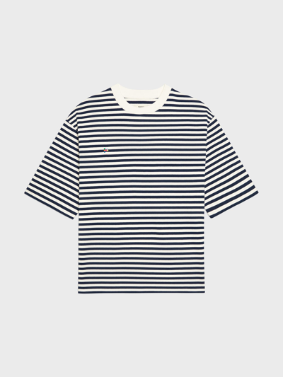 Shop Pangaia Recycled Cotton Stripe Boxy T-shirt — Navy Blue Xxl