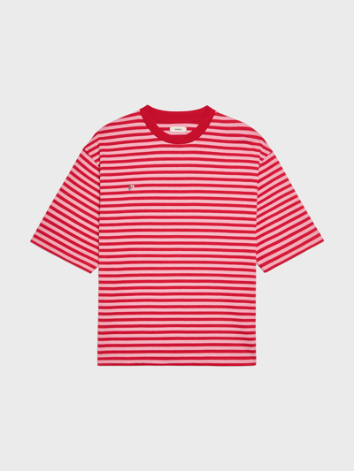 Shop Pangaia Recycled Cotton Stripe Boxy T-shirt — Jasper Red Xs