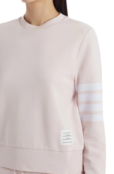 Shop Thom Browne 4-bar Crewneck Sweatshirt In Light Pink