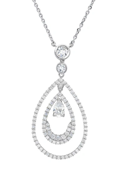 Shop Crislu X Andrew Prince Pear-shaped Double Loop Pendant Necklace In Platinum