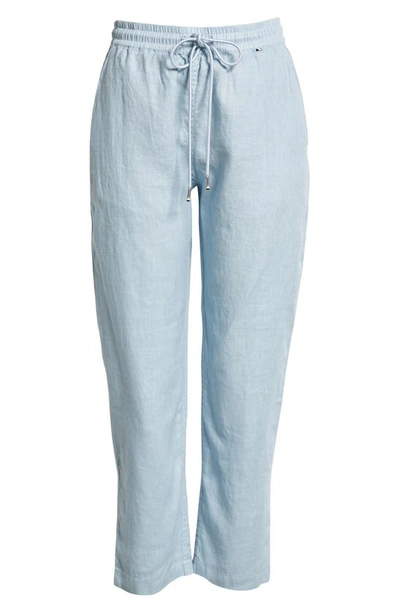 Shop Hugo Boss Tatinia Drawstring Linen Pants In Blue Dust