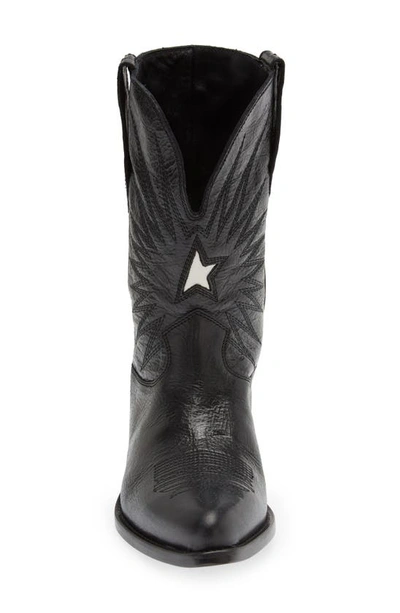 Shop Golden Goose Wish Star Short Western Boot In Black/ Milky White