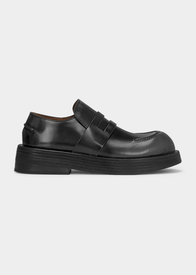 Shop Marsèll Musona Leather Penny Loafers In Black Lead