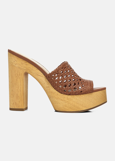 Shop Veronica Beard Guadalupe Braided Leather Platform Sandals In Hazelwood