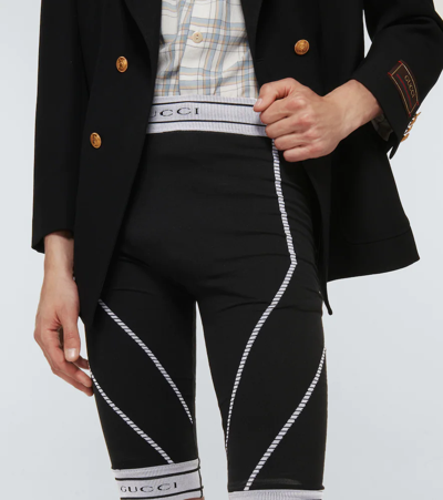 Shop Gucci Jacquard Jersey Biker Shorts In Black/white