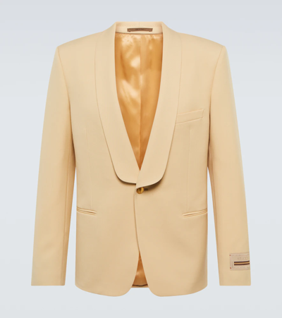 Shop Gucci Single-breasted Wool Blazer In Cornsilk