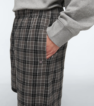Shop Acne Studios Checked Cotton Shorts In Black/grey
