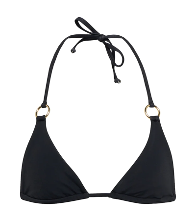 Louisa Ballou Mini Ring Triangle Bikini Top In Black