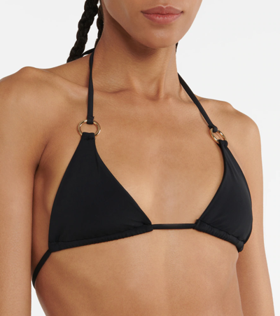 Louisa Ballou Mini Ring Triangle Bikini Top In Black