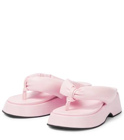 Shop Ganni Padded Thong Sandals In Pale Lilac