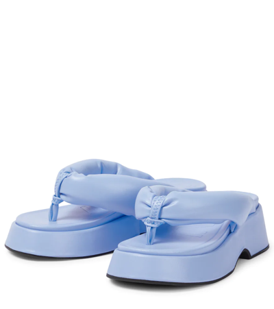 Shop Ganni Padded Thong Sandals In Placid Blue