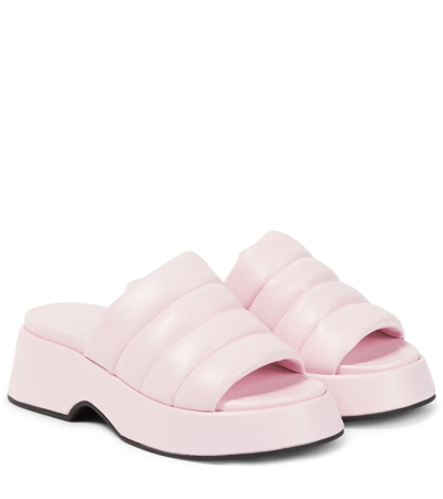 Shop Ganni Padded Sandals In Pale Lilac