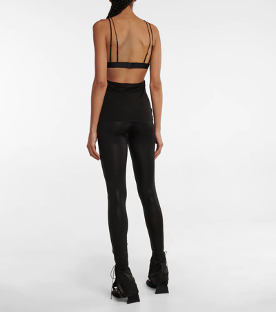 Nensi Dojaka Pleated Cutout Mesh Camisole In Black