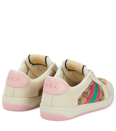 Shop Gucci Screener Leather Sneakers In Cam-ebo/w.