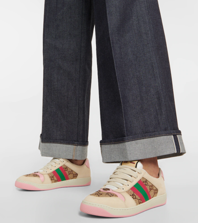 Gucci Screener Gg Low-top Sneakers In Cam-ebo/w.